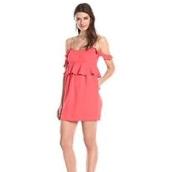 Rachel Zoe Cold Shoulder Empire Ruffle Bridget Dress Pink 6 and 4 NWT 345 - Picture 2 of 16